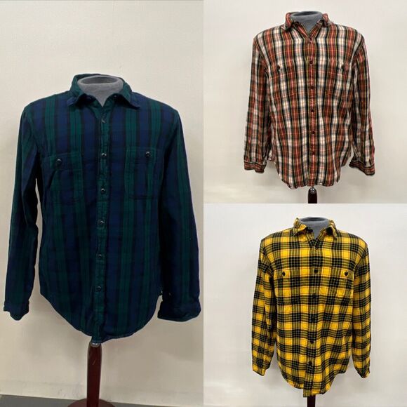 J. Crew Other - (3) J. Crew Mens Mid-Weight Flannel Shirt Plaid Button Down Slim Fit Large Chrty